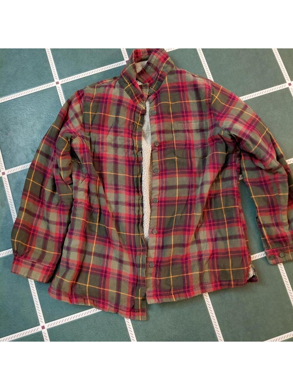 Men's Red & Green Plaid Lightweight Shirt Jacket